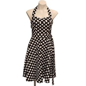 Topdness Black and White Polka Dot PUG Rockabilly Dress